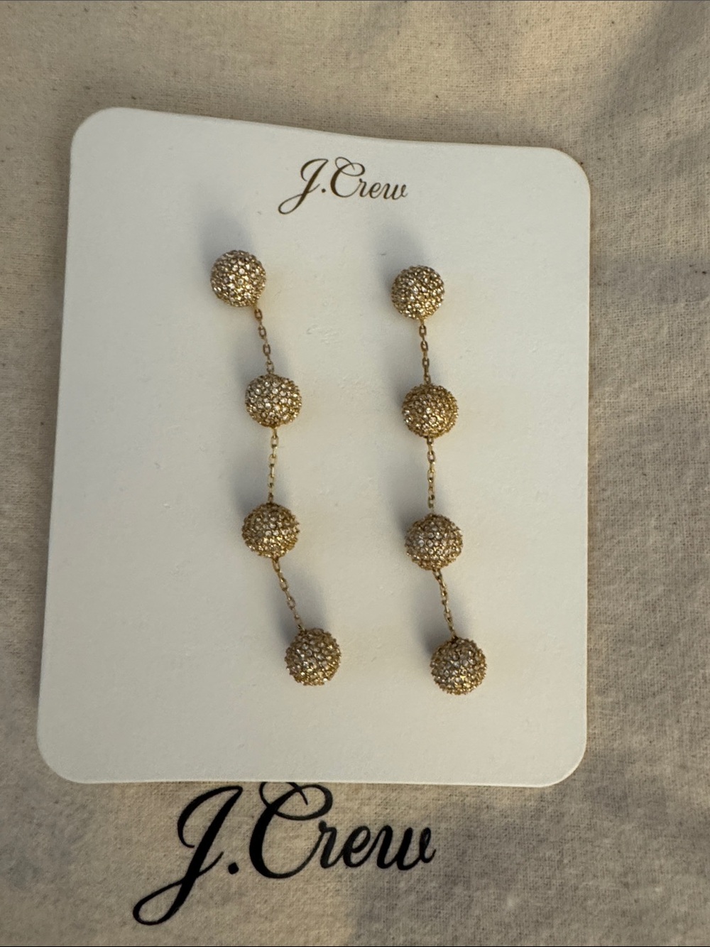 J. Crew Gold Beaded Drop Chain Earrings